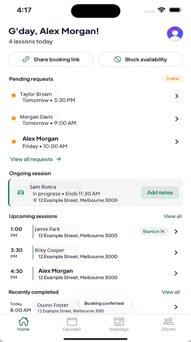 Never miss a booking